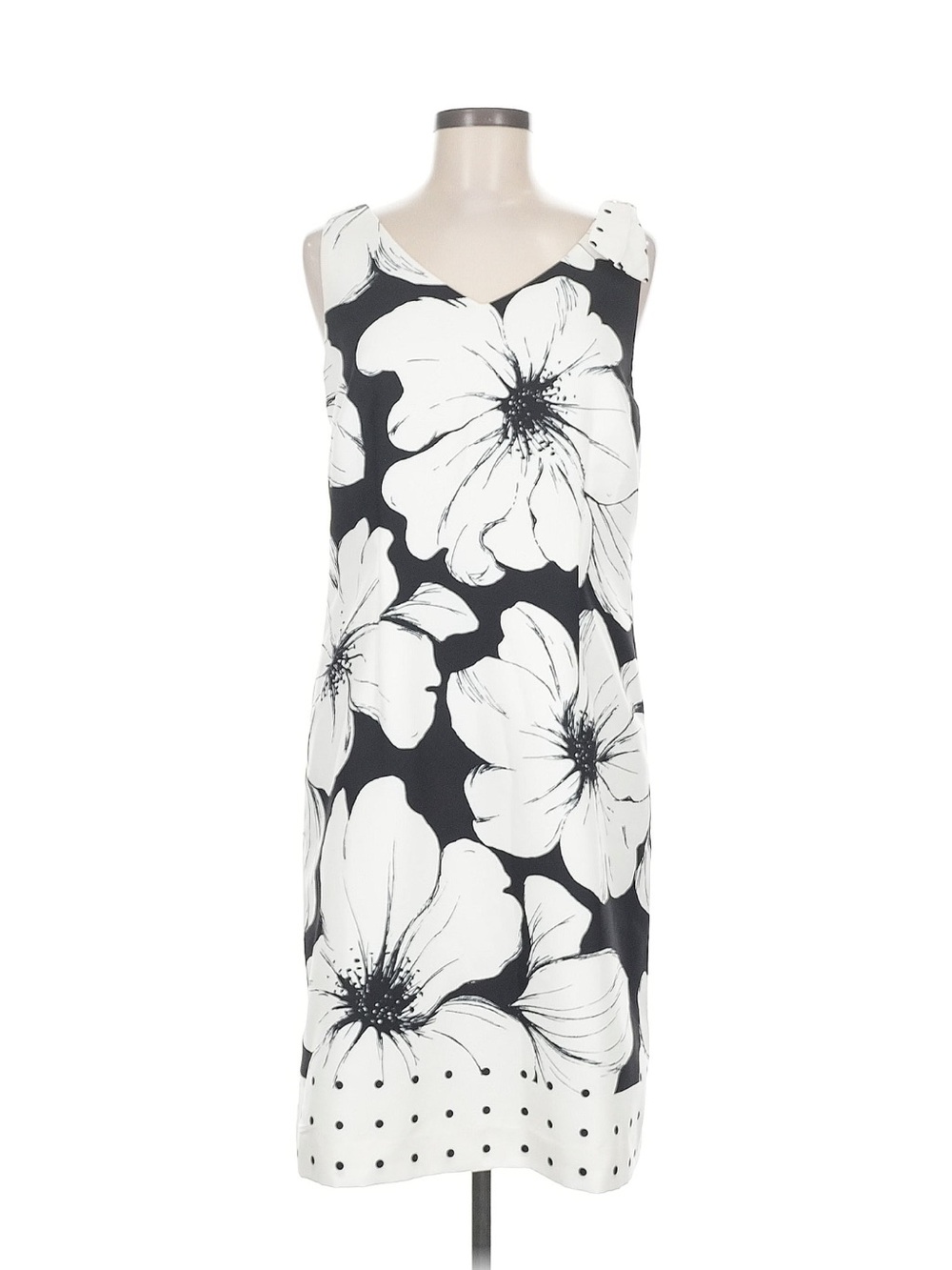 Talbots Black and White Floral Sleeveless Shift Dress